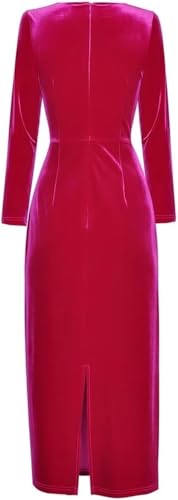 Women Long Sleeve Fitted Dress High Waist Velour Bodycon Dress Warm Package Hip Dress for Casual Street Style(Black,X-L)