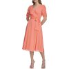 Womens 3/4 Sleeve Faux Wrap Dress