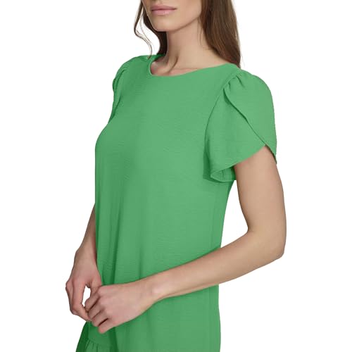 Womens Tulip Sleeve Ruffle Hem Mini Dress