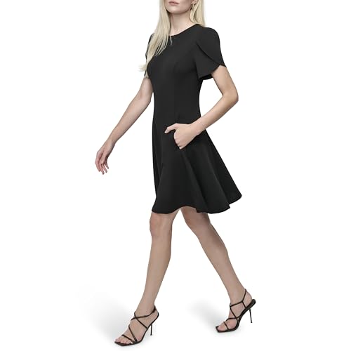 Womens Tulip Sleeve Fit & Flare Mini Dress