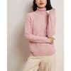 Women's Turtleneck Cable Knit 100 Percent Cashmere Pullover Fall Winter Thick Warm Classic