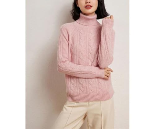 Women's Turtleneck Cable Knit 100 Percent Cashmere Pullover Fall Winter Thick Warm Classic
