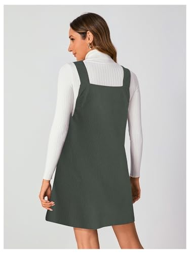 Women V Neck Corduroy Overall Dress 2025 Fall Mini Pinafore Jumper Dress