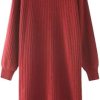 Women's Cashmere Knit Dress Half High Collar Slim Fit Loose Wool Sweater Dress