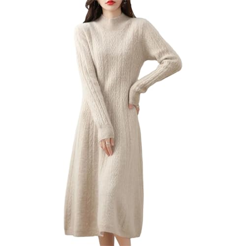 Dresses Cashmere Sweater Knitted Long Dress Merino Wool Women Turtleneck Office Skirt Clothes