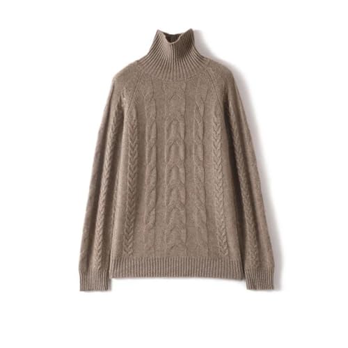 Womens 100 Percent Cashmere Turtleneck Sweater Fall Winter Casual Loose Fit Thick Wool Pullover