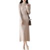 Women's Wool Knitted Cheongsam Chinese Style Long Sleeve Dress for Fall Winter