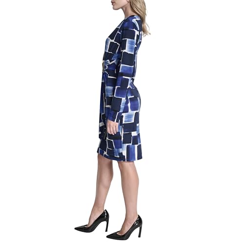 Womens Long Sleeve Surplice Neck Sheath Dress