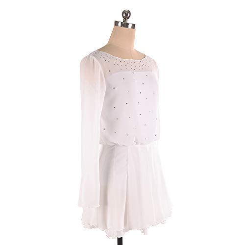 Ice Figure Skating Dress Girls Ladies Long Sleeved Beaded Roller Skating Skirts