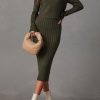 Women's Long Sleeve Sweater Dresses 2 Piece Outfits Sets Ribbed Knit Crop Tops and Tank Bodycon Midi Dress