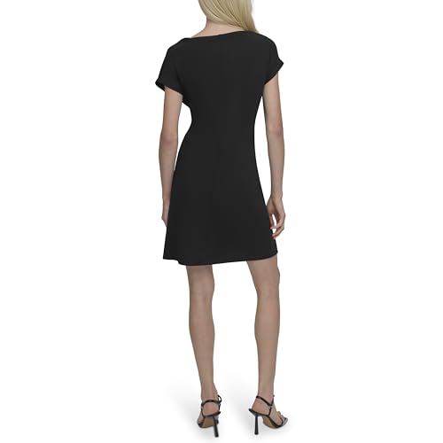 Women's Short Sleeve Buckle Mini Tunic Dress