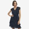 Women's Ruffle Trim Tie Waist Chiffon Mini Dress