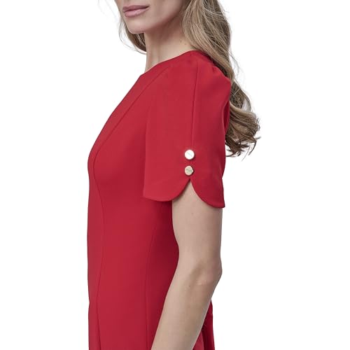 Women's Short Sleeve Jewel Neck Sheath Dress