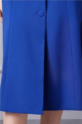 Women V-Neck Long Sleeve Single-Breasted High-Waisted Solid Color Office Dress