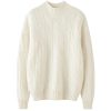 Women's Cable Knit 100 Percent Cashmere Mock Neck Pullover Casual Fall Winter Thick Soft Warm Sweater