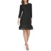 Womens 3/4 Sleeve Jersey/Chiffon Mix Ruffle Hem Dress