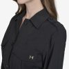 Women's Wear to Work Collared V-Neck Long Sleeve Shirt Dress