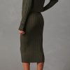 Women's Long Sleeve Sweater Dresses 2 Piece Outfits Sets Ribbed Knit Crop Tops and Tank Bodycon Midi Dress