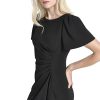 Women's Ruched Side V-Neck Short Sleeve Dress