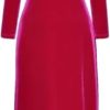 Women Long Sleeve Fitted Dress High Waist Velour Bodycon Dress Warm Package Hip Dress for Casual Street Style(Rose Red,XX-L)