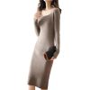 Women's Fall/Winter Wool Midi-Length Half-Turtleneck Knitted Warm Hip-Wrap Skirt
