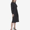 Women's Wear to Work Collared V-Neck Long Sleeve Shirt Dress
