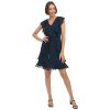Women's Ruffle Trim Tie Waist Chiffon Mini Dress