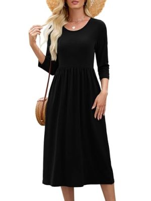 Women's Summer Short Sleeve Dresses Casual T-Shirt Flowy Tunic Ladies Beach Sundress
