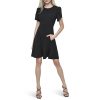 Womens Tulip Sleeve Fit & Flare Mini Dress