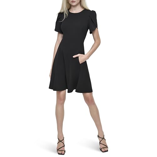 Womens Tulip Sleeve Fit & Flare Mini Dress