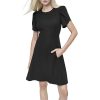 Womens Tulip Sleeve Fit & Flare Mini Dress