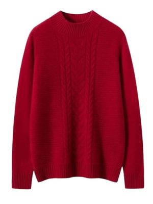 Women's Thick 100 Percent Cashmere Mock Neck Long Sleeve Pullover Fall Winter Basic Soft Warm Casual