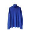 Womens Oversized Turtleneck Sweater Fall Winter Loose Fit Pullover Tops Blue Orange