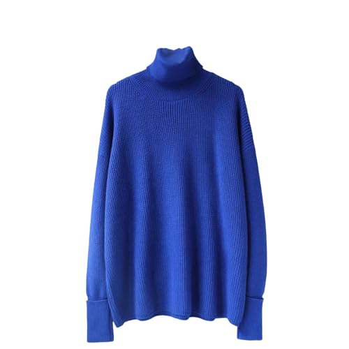 Womens Oversized Turtleneck Sweater Fall Winter Loose Fit Pullover Tops Blue Orange