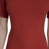 Women's Short Sleeve Jewel Neck Scuba Crepe Flounce Hem Midi Dress