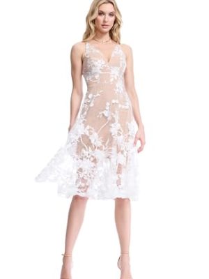Women's Audrey Spaghetti Strap Midi A-line 3D Floral Dress