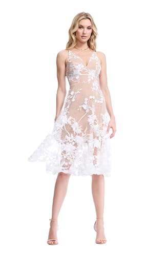 Women's Audrey Spaghetti Strap Midi A-line 3D Floral Dress