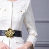 Women Long Sleeve Lace-Up Pleated Crewneck Patchwork Party Dress