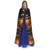 Fall Pumpkin Print Halloween Hooded Cloak Unisex Vibrant Adult Medieval Renaissance Festivals Cosplay