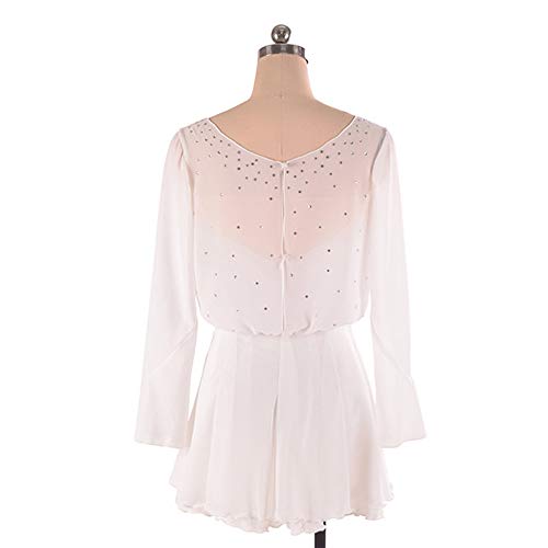 Ice Figure Skating Dress Girls Ladies Long Sleeved Beaded Roller Skating Skirts