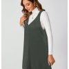 Women V Neck Corduroy Overall Dress 2025 Fall Mini Pinafore Jumper Dress