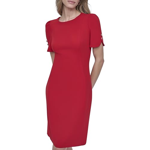 Women's Short Sleeve Jewel Neck Sheath Dress