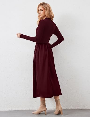 Womens Turtleneck Maxi Sweater Dresses Long Sleeve Knit Pullover Jumper Fall Winter Flowy Modest Long Dress