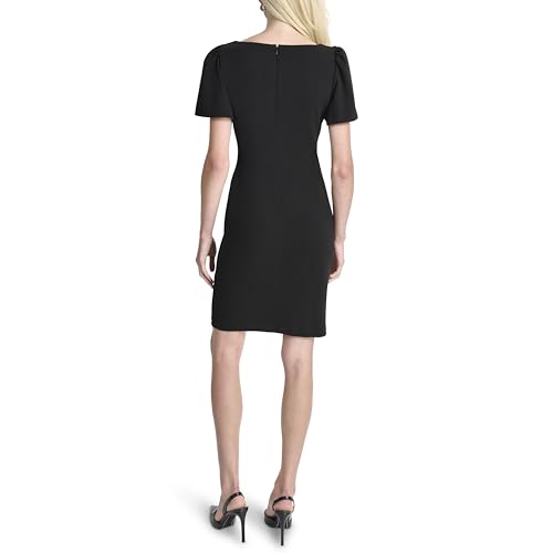 Women's Ruched Side V-Neck Short Sleeve Dress