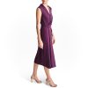 Women's Sleeveless Surplice Neck Front Slit Faux Wrap Midi Dress