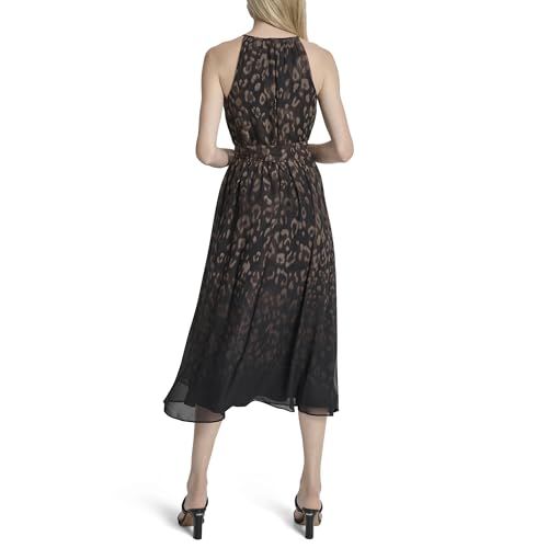 Womens Sleeveless Halter Midi Dress