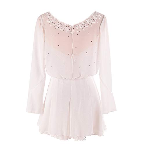 Ice Figure Skating Dress Girls Ladies Long Sleeved Beaded Roller Skating Skirts