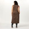 Women's Mina Faux Suede Maxi Dress with Front Slit Detail
