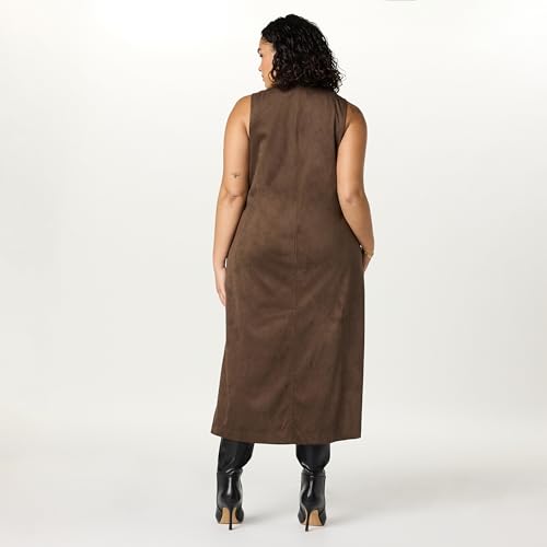Women's Mina Faux Suede Maxi Dress with Front Slit Detail