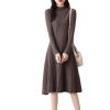 Women's Half-Mock Neck Slim-Fit A-Line Wool Knit Dress Perfect for Fall and Winter